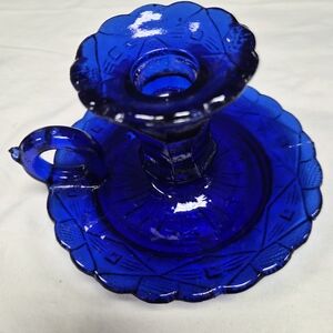 Elegant Blue Glass Candle Holder
